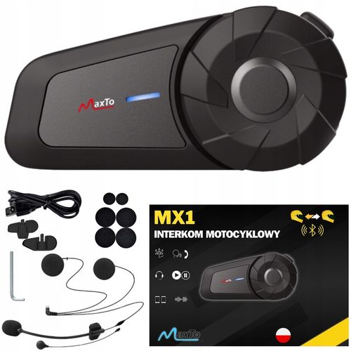 INTERKOM MOTOCYKLOWY BLUETOOTH MAXTO MX1 | BLUETOOTH|POLSKI LEKTOR na Arena.pl