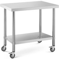 stół blat roboczy na kółkach 2 poziomy 60 x 90 cm stal do 145 kg