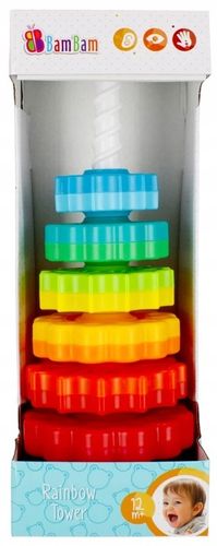 WIEŻA TĘCZOWA PIRAMIDKA SPIRALA DO UKŁADANIA BAM BAM na Arena.pl