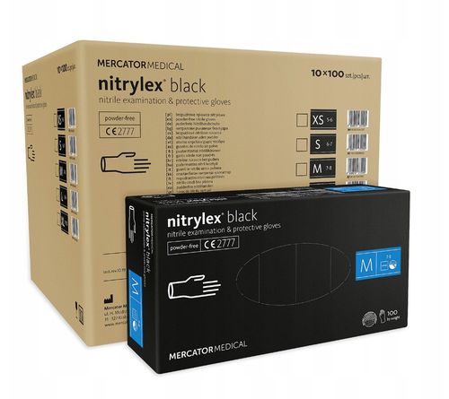 Rękawice nitrylowe nitrylex black M  karton 10 x 100 szt na Arena.pl