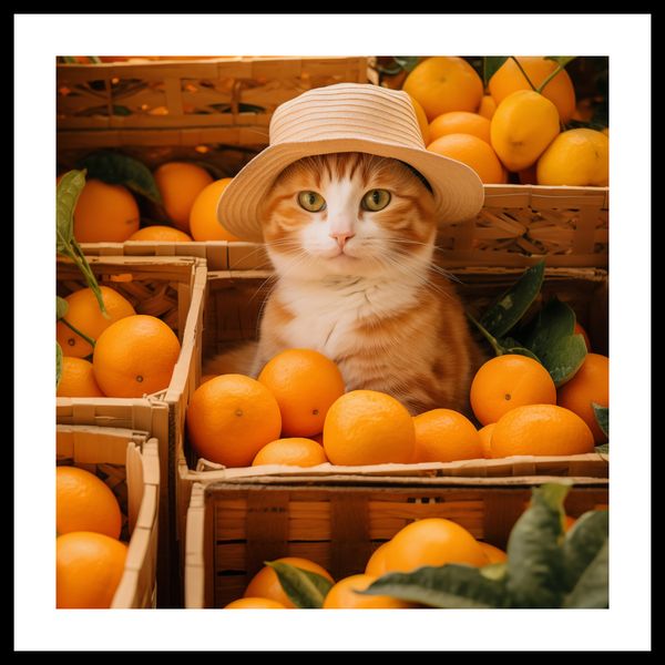 Plakat 40x40cm Kot w Pomarańczach zdjęcie 3