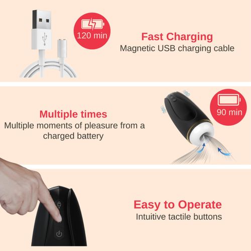 masturbator - nappex™ branco black - premium mastubators (10 languages na Arena.pl