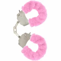 toyjoy furry fun mankietki z pluszową powłoką, rożowe, regulowane