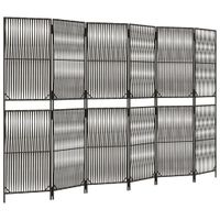 Parawan 6-panelowy, szary, polirattan