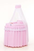 Kosz Mojżesza wiklinowy z baldachimem- Little Princess różowy