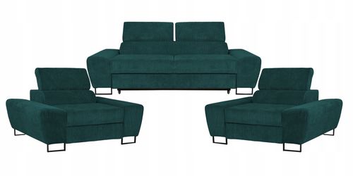 Zestaw mebli wypoczynkowych Savio Sofa 2os fotele zielony na Arena.pl