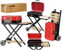 GRILL WĘGLOWY OGDRODOWY SKŁADANY PRZENOŚNY 45x33,5cm CHROMOWANY RUSZT LUND