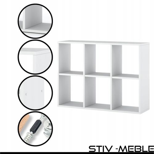 REGAŁ NA KSIĄŻKI BIAŁY OTWARTY 6 POJEMNYCH DREWNIANYCH PÓŁEK NA na Arena.pl