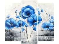 90 80CM OBRAZ T3 ELEM NIEBIESKIE MAKI DRUK ŚCIENNY