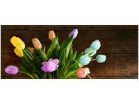 100X40CM KOLOROWE TULIPANY OBRAZ DREWNO