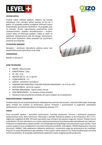 Preparat Gruntujący 20L Grunt Duży Wałek Malarski zdjęcie 6