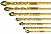 WIERTŁA DO SZKŁA PŁYTEK CERAMIKI GRESU WIERTŁO 3-12MM 7 SZT HEX 1/4" PROFI