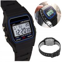 ZEGAREK RETRO VINTAGE MĘSKI UNISEX KLASYK STOPER ALARM BUDZIK CZARNY