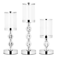 Świeczniki metalowe zestaw 3 szt. lampiony, srebrne