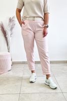Rozciągliwe Spodnie Livans z Paskiem Pudrowy Róż UNI