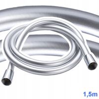 WĄŻ PRYSZNICOWY SILIKONOWY SREBRNY szary gładki PCV 360° GUMOWY 150cm