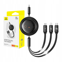 3w1 Kabel uniwersalny zwijany USB-C - Lightning / USB-C / micro USB 100W 1.