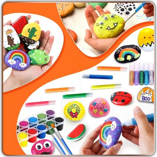 Kamienie do Malowania Zestaw dla Dzieci Farby Kreatywna Zabawka Rękodzieło na Arena.pl