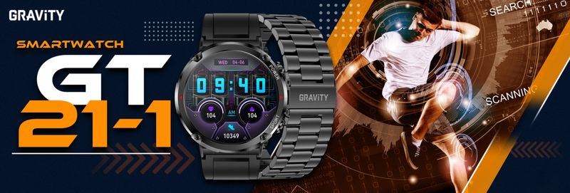 Smartwatch Gravity GT21-1+ Czarny Pasek Silikonowy zdjęcie 9