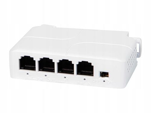 EXTENDER POE SWITCH POE DO KAMER 4 PORTOWY 1xPoE IN 3xPoE OUT na Arena.pl