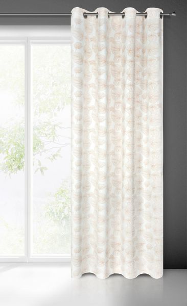 Zasłona gotowa na przelotkach MARIGOLD 140x250 biała w złote liście zdjęcie 3