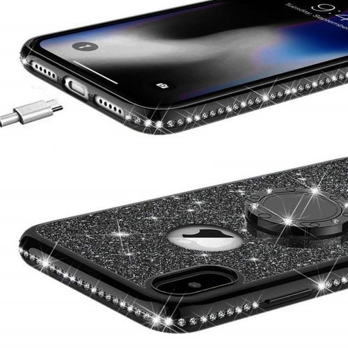 Etui Diamond Ring Glitter Brokat Iphone X Czarne na Arena.pl