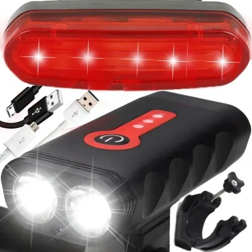 LAMPKA ROWEROWA LED PRZÓD 1600 LUMENÓW MOCNA + TYŁ na Arena.pl