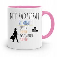 Kubek Różowy Dla Szefa Nie Zadzieraj Ze Mną Z Nadrukiem Ze Zdjęciem