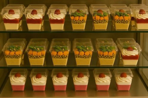 Pucharki plastikowe do deserów i przekąsek 200 ml kwadrat z pokrywką 50szt na Arena.pl