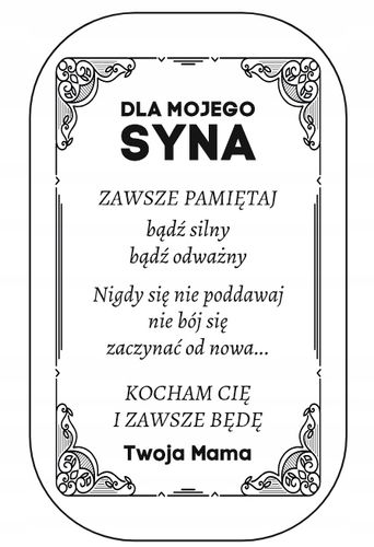 Srebrny Nieśmiertelnik Grawer Prezent dla Syna od Mamy Naszyjnik Męski BOX na Arena.pl