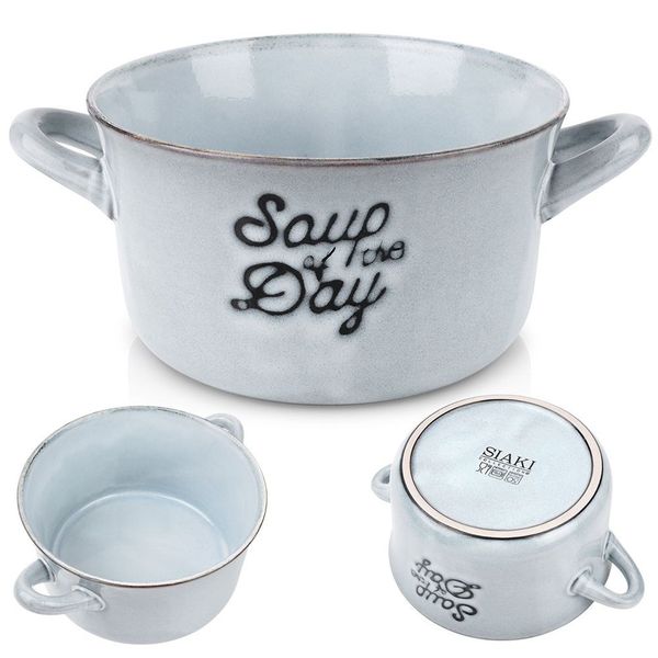 Miska Bulionówka Miseczka na Zupę Gulasz Płatki z Uszami Uchwytami 600 ml zdjęcie 1