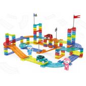 TOR DLA AUT KLOCKI MAGNETYCZNE LED 154 ELEMENTY ZESTAW DLA DZIECI