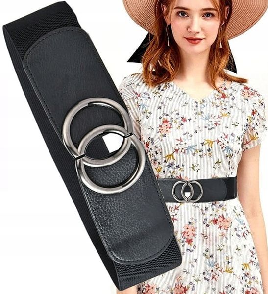 Damski Pasek Do Sukienki Szeroki Czarny Elastyczny zdjęcie 1