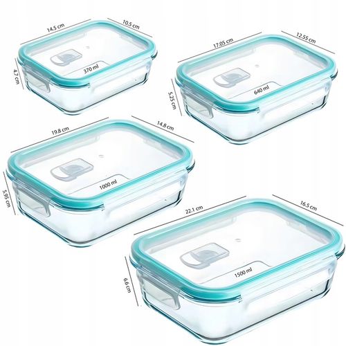 4x LUNCHBOX POJEMNIK SZKLANY NA ŻYWNOŚĆ ŻAROODPORNE POJEMNIKI Z na Arena.pl