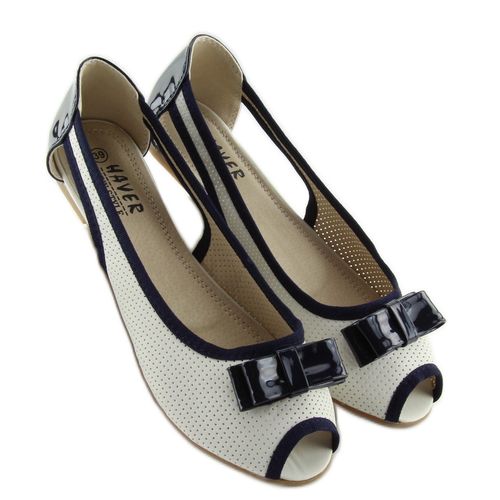 Balerinki open toe białe D314 WHITE/NAVY r.40 na Arena.pl