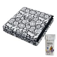 Koce do malowania DIY 150x125cm, zmywalne, welurowe, 24 kolory, z markerami – J