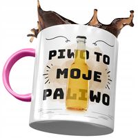 Kubek Różowy Śmieszny Piwo To Moje Paliwo Prezent Z Nadrukiem Ze Zdjęciem
