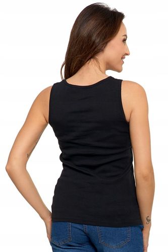Czarny TOP DAMSKI Dopasowany Bokserka Koszulka Gładka Bez Rękawów MORAJ XL na Arena.pl
