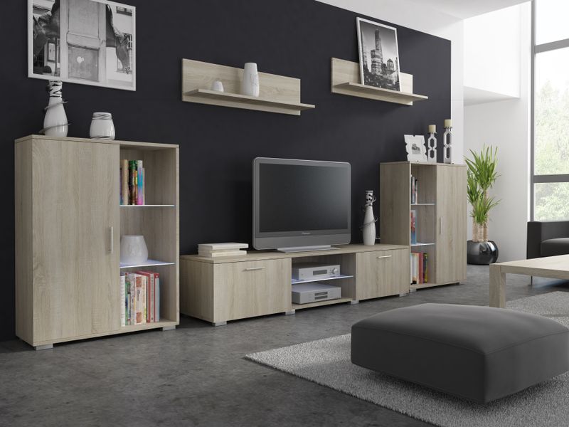 MEBLOŚCIANKA  HERKULES DĄB SONAMA LED zdjęcie 1