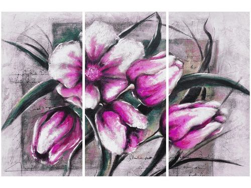 60 90CM OBRAZ 3 ELEM KOMPOZYCJA TULIPANÓW DRUK PŁÓTNO RAMA na Arena.pl