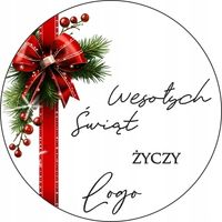 NAKLEJKI ŚWIĄTECZNE Z LOGO REKLAMOWE firmowe wesołych świąt 5 cm 100 szt