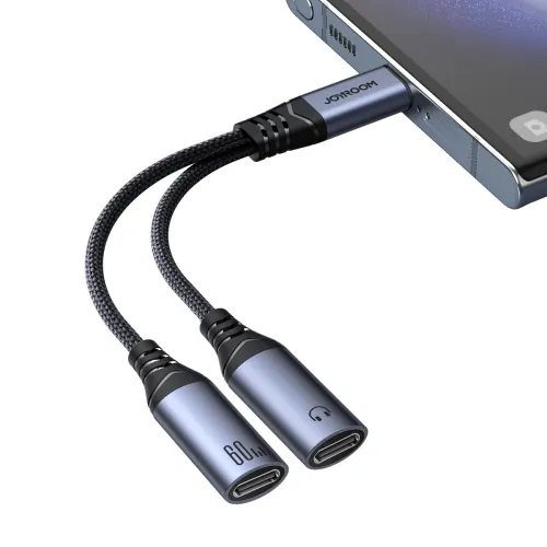 adapter dac 2w1 joyroom sy-c03 usb-c do 2x usb-c - czarny na Arena.pl