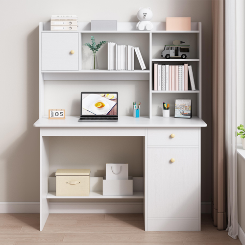 BIURKO KOMPUTEROWE BIAŁE LOFT POD LAPTOP KOMPUTER SKANDYNAWSKI Z 7 PÓŁKAMI na Arena.pl