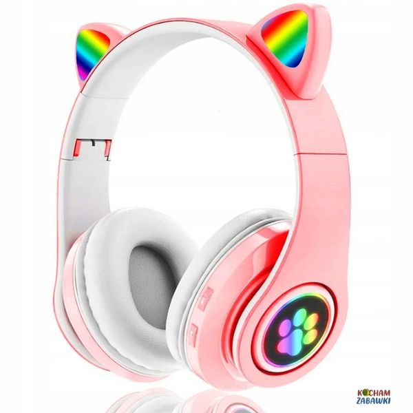 Słuchawki Kotki dla dzieci Bluetooth LED RGB Różowe Kocie Uszy zdjęcie 8