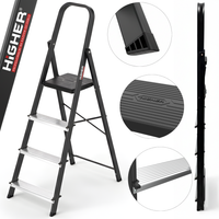 Drabina domowa stalowa jednostronna składana HIGHER 4 stopnie 150 kg