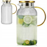 DZBANEK SZKLANY NA WODĘ LEMONIADĘ 1,5L KARAFKA Z POKRYWKĄ SITKO FILTRUJĄCE