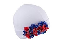 Tutu czapka dla dziewczynki niemowlęca kwiatki biało czerwona 38-40