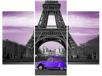 OBRAZ FIOLETOWY CITROEN 2CV WIEŻĄ EIFFLA