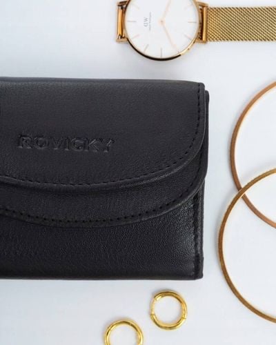 elegancki, mały portfel damski na zatrzask ze skóry naturalnej - rovicky na Arena.pl