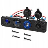 Dodatkowe gniazdo zapalniczki PANEL 4 Ładowarka WOLTOMIERZ 12V 24V KABLE Pr
